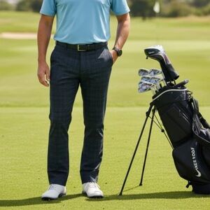 NIKE GOLF Mens Black Gray Plaid Pants Dri Fit Style: SP110812HKC Size 36 x 30